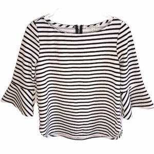 Green Envelope Striped Bell Sleeve Top